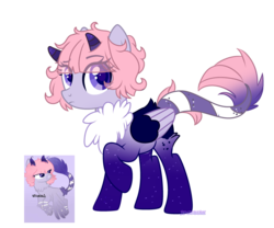 Size: 3000x2500 | Tagged: safe, artist:2pandita, oc, oc only, pegasus, pony, chest fluff, female, high res, horns, mare, raised hoof, simple background, solo, transparent background, two toned wings