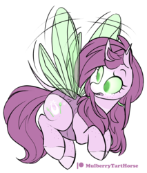 Size: 1775x2079 | Tagged: safe, artist:mulberrytarthorse, oc, oc only, oc:mulberry tart, changeling, waspling, female, holeless, solo, species swap