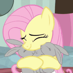 Size: 338x338 | Tagged: safe, edit, edited screencap, editor:starry mind, screencap, fluttershy, pegasus, pony, rabbit, g4, interseason shorts, teacher of the month (episode), animal, animated, cropped, cute, daaaaaaaaaaaw, dhx is trying to murder us, female, gif, hnnng, hug, kindness, mare, nuzzling, perfect loop, pets, shyabetes, smiling, snuggling, solo, sweet dreams fuel, weapons-grade cute, wholesome