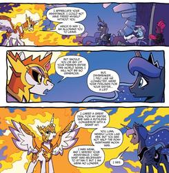 Size: 811x827 | Tagged: safe, artist:tony fleecs, idw, daybreaker, princess luna, tempest shadow, trixie, alicorn, pony, unicorn, g4, my little pony: nightmare knights, nightmare knights #5, spoiler:comic, female, mare