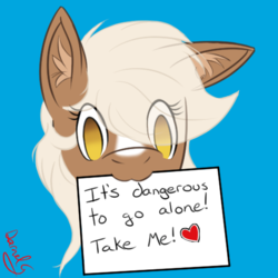 Size: 512x512 | Tagged: safe, artist:darnelg, pony, :3, cute, epona, eponadorable, epony, it's dangerous to go alone, mouth hold, smiling, the legend of zelda
