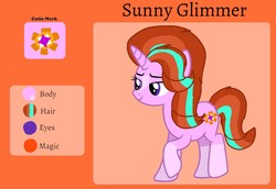 Size: 1425x978 | Tagged: safe, artist:徐詩珮, oc, oc:sunny glimmer, pony, unicorn, female, mare, next generation, offspring, parent:starlight glimmer, parent:sunburst, parents:starburst, reference sheet