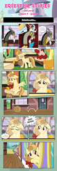 Size: 1919x5705 | Tagged: safe, artist:estories, carrot top, discord, golden harvest, peewee, oc, oc:alice goldenfeather, draconequus, pegasus, phoenix, pony, comic:find yourself, g4, comic, female, floppy ears, friendship express, screaming, squishy cheeks, text, train, train tracks, tumbleweed, window