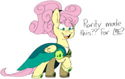 Size: 4776x3042 | Tagged: safe, artist:taaffeiite, derpibooru exclusive, fluttershy, pegasus, pony, g4, alternate hairstyle, clothes, colored sketch, dialogue, dress, female, happy, implied flarity, implied lesbian, implied rarity, implied shipping, jewelry, looking down, mare, open mouth, raised hoof, request, simple background, sketch, smiling, solo, transparent background