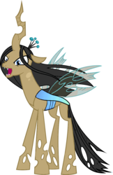 Size: 664x1024 | Tagged: safe, edit, vector edit, filthy rich, queen chrysalis, changeling, g4, brown changeling, fangs, open mouth, palette swap, recolor, simple background, transparent background, vector