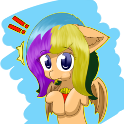 Size: 3500x3500 | Tagged: safe, artist:ppptly, oc, oc only, oc:program mouse, bat pony, pony, cute, eating, exclamation point, female, floppy ears, food, french fries, high res, holding, outline, simple background, solo, surprised, transparent background
