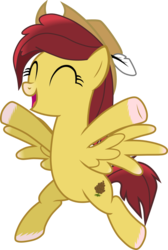 Size: 1087x1622 | Tagged: safe, artist:chipmagnum, oc, oc only, oc:peppy pines, pegasus, pony, g4, bipedal, cowboy hat, eyes closed, female, hat, mare, open mouth, pegasus oc, prancing, simple background, solo, transparent background, vector