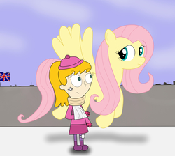 Size: 2335x2089 | Tagged: safe, artist:04startycornonline88, fluttershy, human, pegasus, pony, g4, crossover, fiona munson, high res, kid vs kat