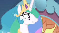 Size: 1280x720 | Tagged: safe, screencap, princess celestia, alicorn, pony, g4, season 9, the beginning of the end, determined, female, mare, solo, youtube link