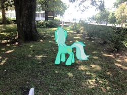 Size: 4032x3024 | Tagged: safe, gameloft, photographer:undeadponysoldier, lyra heartstrings, pony, g4, game, irl, majestic, photo, ponies in real life, tree, vacation