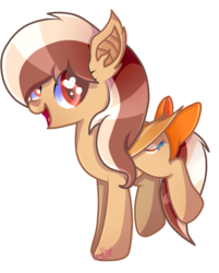 Size: 1078x1339 | Tagged: safe, artist:kirawolf13, oc, oc only, oc:delicatezza, bat pony, pony, bat pony oc, bow, female, happy, heart eyes, open mouth, raised leg, simple background, smiling, solo, tail bow, transparent background, wingding eyes