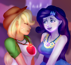 Size: 3035x2766 | Tagged: safe, artist:pearl-ized, applejack, rarity, equestria girls, equestria girls specials, g4, my little pony equestria girls: better together, my little pony equestria girls: rollercoaster of friendship, cute, female, geode of shielding, geode of super strength, high res, lesbian, magical geodes, ship:rarijack, shipping