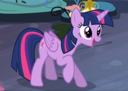 Size: 1329x940 | Tagged: safe, screencap, twilight sparkle, alicorn, pony, g4, princess twilight sparkle (episode), big crown thingy, cropped, crown, cute, female, jewelry, open mouth, raised hoof, regalia, smiling, twiabetes, twilight sparkle (alicorn)