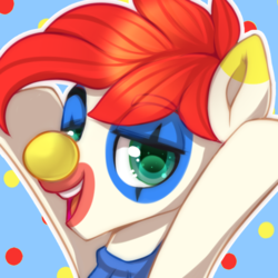Size: 550x550 | Tagged: safe, artist:cabbage-arts, oc, oc only, earth pony, pony, clown, colorful, happy, makeup, male, solo