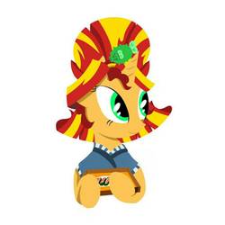 Size: 1080x1080 | Tagged: safe, artist:chinesexiangping, sunset shimmer, pony, unicorn, g4, good vibes, my little pony equestria girls: summertime shorts, alternate hairstyle, bust, clothes, cute, equestria girls ponified, female, food, ponified, shimmerbetes, simple background, solo, sunset sushi, sushi, white background