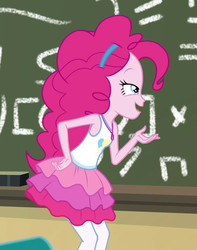 Size: 712x903 | Tagged: safe, screencap, pinkie pie, equestria girls, g4, my little pony equestria girls: better together, schedule swap, armpits, clothes, cropped, female, geode of sugar bombs, magical geodes, pantyhose, skirt, smiling, tank top