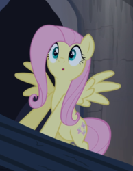 Size: 726x934 | Tagged: safe, screencap, fluttershy, pegasus, pony, castle mane-ia, g4, :o, cropped, female, mare, open mouth, solo, spread wings, wings