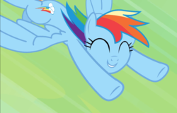 Size: 1276x815 | Tagged: safe, screencap, rainbow dash, pegasus, pony, daring don't, g4, cropped, cute, dashabetes, eyes closed, female, flying, mare, smiling, spread wings, wings