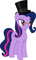Size: 1920x3200 | Tagged: safe, artist:a-leksey, artist:slb94, twilight sparkle, pony, unicorn, g4, alternate hairstyle, classy, female, glasses, hat, simple background, solo, top hat, transparent background, unicorn twilight, vector