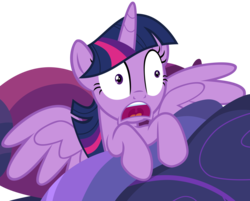 Size: 5380x4330 | Tagged: safe, artist:famousmari5, twilight sparkle, alicorn, pony, a health of information, g4, absurd resolution, bed, faic, female, mare, open mouth, simple background, solo, transparent background, twilight sparkle (alicorn), uvula, wide eyes, wings