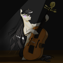 Size: 2000x2000 | Tagged: safe, artist:inersdraco, octavia melody, earth pony, pony, g4, cello, female, high res, musical instrument, solo, spotlight