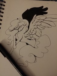 Size: 1536x2048 | Tagged: safe, artist:amphoera, princess celestia, pony, g4, female, missing accessory, sketch, solo, traditional art