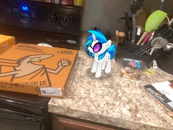 Size: 4032x3024 | Tagged: safe, gameloft, photographer:undeadponysoldier, dj pon-3, vinyl scratch, pony, g4, game, irl, little caesars, photo, pizza box, ponies in real life