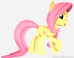 Size: 4088x3197 | Tagged: safe, artist:flushthebatsanta, fluttershy, pegasus, pony, g4, 3d, butt, female, looking at you, looking back, looking back at you, mare, open mouth, plot, simple background, solo, tongue out, white background