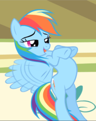 Size: 747x940 | Tagged: safe, screencap, rainbow dash, pegasus, pony, flight to the finish, g4, cropped, female, flapping, flying, lidded eyes, mare, open mouth, smug, spread wings, wings