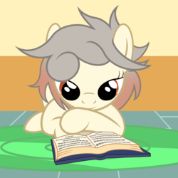 Size: 2500x2500 | Tagged: safe, artist:pizzamovies, oc, oc only, oc:osha, pony, book, carpet, female, high res, looking down, lying down, mare, page, reading, smiling, solo, writing