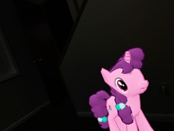 Size: 4032x3024 | Tagged: safe, gameloft, photographer:undeadponysoldier, sugar belle, pony, g4, augmented reality, dark, irl, night, photo, ponies in real life
