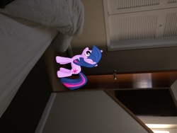 Size: 4032x3024 | Tagged: safe, gameloft, photographer:undeadponysoldier, twilight sparkle, pony, unicorn, g4, augmented reality, female, irl, mare, photo, ponies in real life, sideways image, this is not a normal