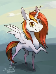 Size: 1663x2160 | Tagged: safe, artist:sunny way, oc, oc only, oc:king phoenix, alicorn, pony, rcf community, alicorn oc, horn, looking at you, smiling, solo, wings
