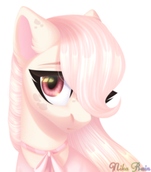Size: 2418x2754 | Tagged: safe, artist:nika-rain, oc, oc only, pony, bust, commission, cute, female, high res, looking at you, mare, pink, portrait, simple background, solo, transparent background, weapons-grade cute