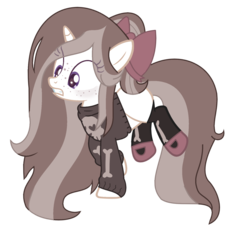 Size: 1752x1680 | Tagged: safe, artist:pegasski, artist:space--paws0w0, oc, oc only, oc:goth mocha, pony, unicorn, g4, base used, blank flank, bone, bow, clothes, female, flats, freckles, hair bow, heart, mare, raised hoof, simple background, skull, socks, solo, stockings, sweater, thigh highs, transparent background