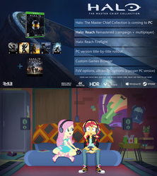 Size: 1920x2160 | Tagged: safe, edit, edited screencap, screencap, fluttershy, sunset shimmer, equestria girls, g4, game stream, my little pony equestria girls: better together, converse, gamer fluttershy, gamer sunset, halo (series), halo 2, halo 3, halo 3: odst, halo 4, halo: combat evolved, halo: reach, halo: the master chief collection, imminent fangirling, shoes