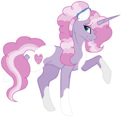 Size: 818x789 | Tagged: safe, artist:hazepages, artist:iheartpop30, oc, oc only, oc:sweet heart, pony, unicorn, base used, coat markings, female, mare, offspring, parent:pinkie pie, parent:pokey pierce, parents:pokeypie, pinto, raised hoof, simple background, solo, white background