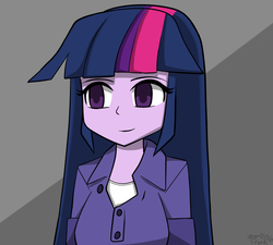 Size: 1000x900 | Tagged: safe, artist:genericmlp, twilight sparkle, equestria girls, g4, clothes, female, simple background, smiling, solo