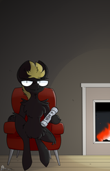 Size: 5120x8000 | Tagged: safe, artist:difis, oc, oc only, pony, chair, chest fluff, fireplace, sitting, solo