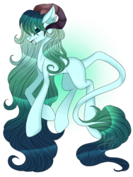 Size: 1200x1600 | Tagged: safe, artist:zima, oc, oc only, oc:frostbite, demon, earth pony, pony, fangs, floating, horns, paint tool sai, simple background, solo, spirit, transparent background