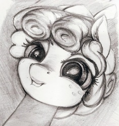Size: 2432x2578 | Tagged: safe, artist:ponsce, cozy glow, pony, g4, bust, female, filly, freckles, high res, monochrome, portrait, solo, traditional art
