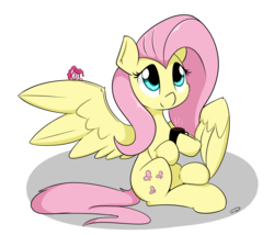 Size: 2757x2362 | Tagged: safe, artist:taurson, fluttershy, pinkie pie, pegasus, pony, g4, cute, duo, female, high res, mare, micro, mug, one wing out, shyabetes, simple background, sitting, three quarter view, tiny, tiny ponies, transparent background