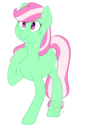 Size: 1140x1700 | Tagged: safe, artist:firepetalfox, minty (g4), earth pony, pony, g4, cute, female, mare, mintybetes, raised hoof, simple background, solo, transparent background