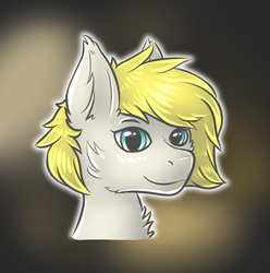 Size: 748x753 | Tagged: safe, artist:vulpthehorsedog, oc, oc only, oc:wholeheart, pony, blonde hair, blue eyes, bust, male, portrait, solo, white coat