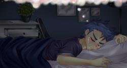 Size: 3051x1639 | Tagged: safe, artist:lucy-tan, flash sentry, equestria girls, g4, bed, clothes, crying, dream, eyes closed, flash's nightmare, male, meme, pajamas, pillow, sleeping