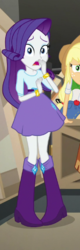 Size: 183x570 | Tagged: safe, screencap, applejack, rarity, equestria girls, equestria girls specials, g4, my little pony equestria girls: movie magic, belt, boots, bracelet, clothes, cropped, female, jewelry, offscreen character, shocked, shocked expression, shoes, skirt