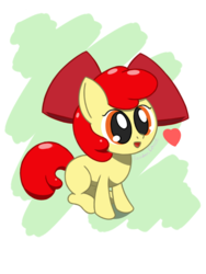Size: 960x1280 | Tagged: safe, artist:rainbow-douch, apple bloom, earth pony, pony, g4, adorabloom, cute, female, filly, heart, innocent, mare, simple background, solo, white background