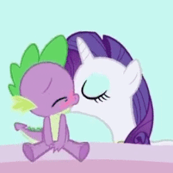 Size: 278x278 | Tagged: safe, edit, edited screencap, screencap, rarity, spike, dragon, pony, unicorn, g4, secret of my excess, animated, blushing, female, interspecies, kiss edit, kiss on the lips, kissing, making out, male, ship:sparity, shipping, straight