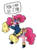 Size: 1600x2137 | Tagged: safe, artist:quiet-bunny, pinkie pie, earth pony, pony, g4, alternate hairstyle, bipedal, bow, cheerleader, cheerleader outfit, cheerleader pinkie, clothes, cute, dialogue, diapinkes, female, hair bow, no pupils, pigtails, pom pom, simple background, solo, speech bubble, transparent background