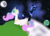 Size: 3299x2351 | Tagged: safe, artist:nekosammsi, nightmare moon, princess celestia, alicorn, pony, g4, banishment, crown, earth, female, grass, high res, jewelry, lying down, moon, regalia, sad, space, stars